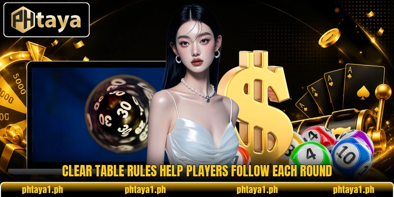 Clear table rules help players follow each round Clear table rules help players follow each round