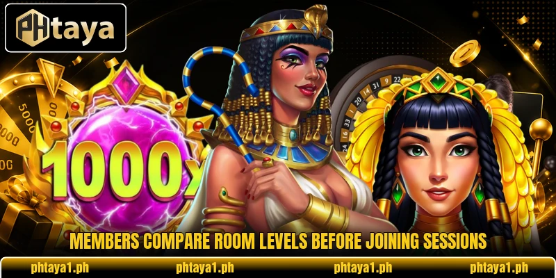 Members compare room levels before joining sessions Members compare room levels before joining sessions