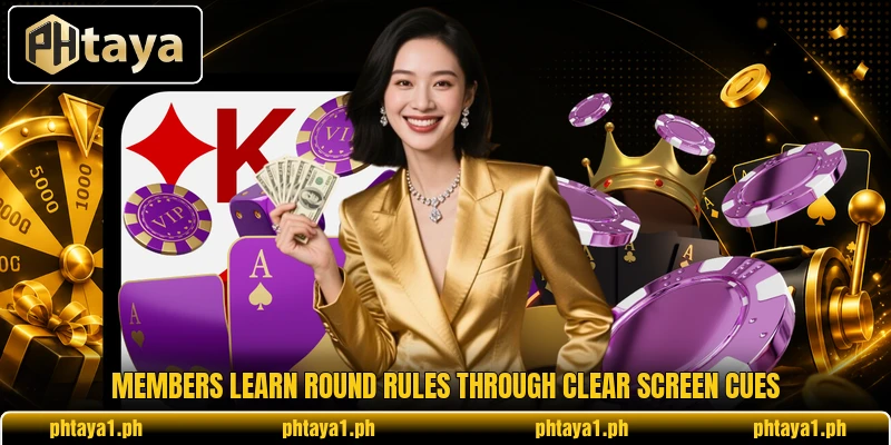Members learn round rules through clear screen cues Members learn round rules through clear screen cues