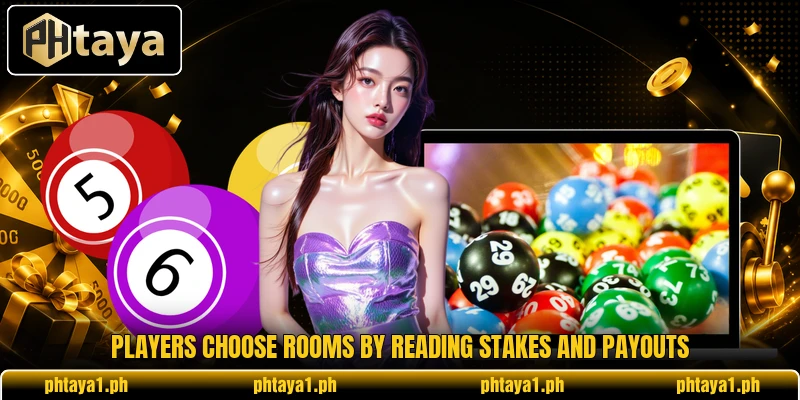 Players choose rooms by reading stakes and payouts Players choose rooms by reading stakes and payouts